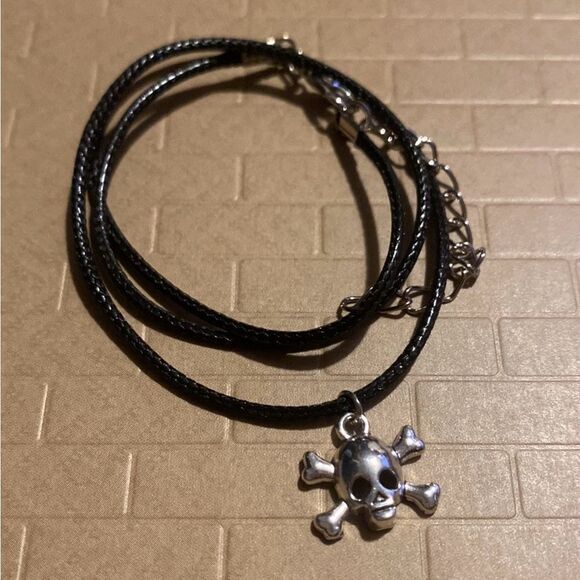 Minimalist, Stainless Steel Skull & Crossbones, W/ Adjustable Rope Necklace - Picture 12 of 12